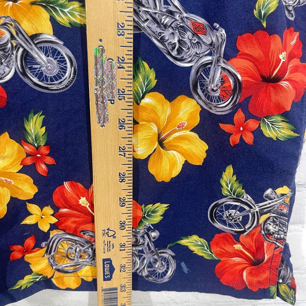Vintage Hawaiian Motorcycle Shirt Mens Plus 2X Aloha Floral Beach Resort Biker - Picture 7 of 9